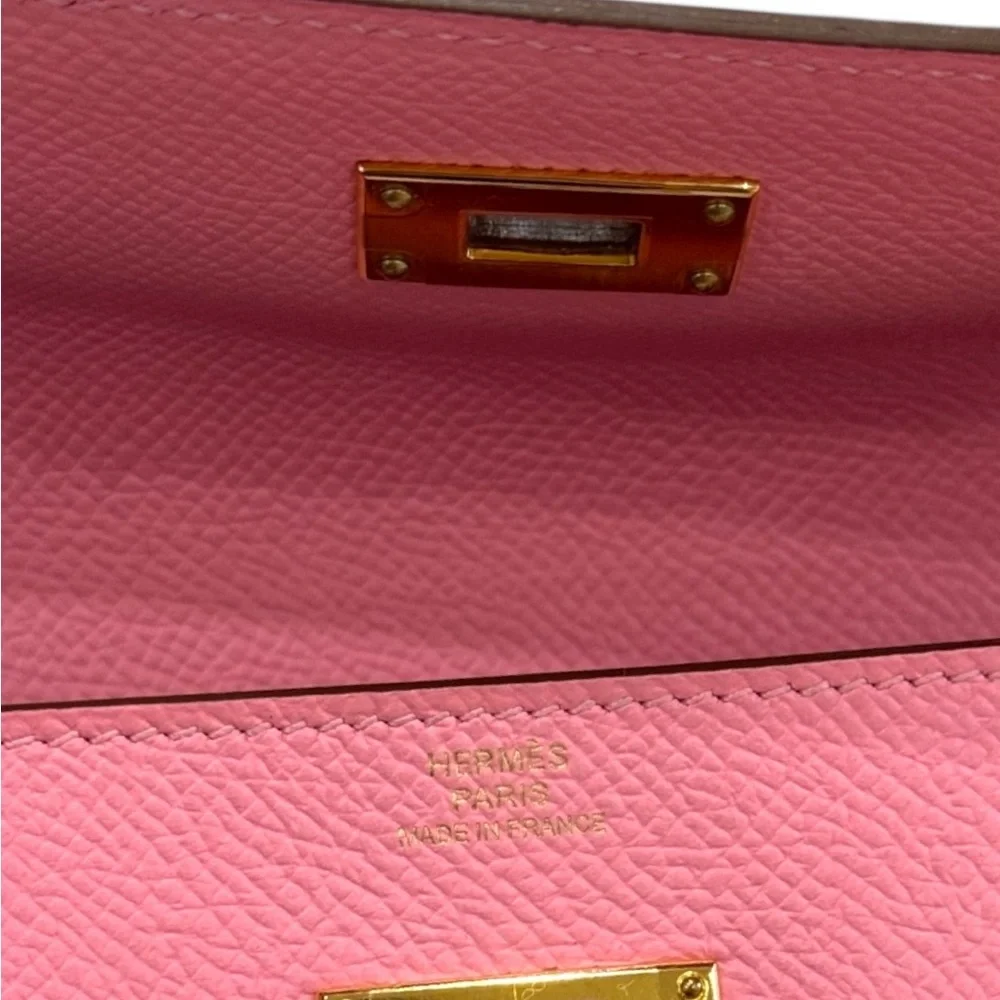 💗 𝐇𝐄𝐑𝐌𝐄𝐒 Kelly Long Wallet Rose Confetti Epsom Leather GHW 💗 - Picture 3 of 10